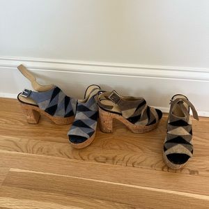 Wedged mule heels suede